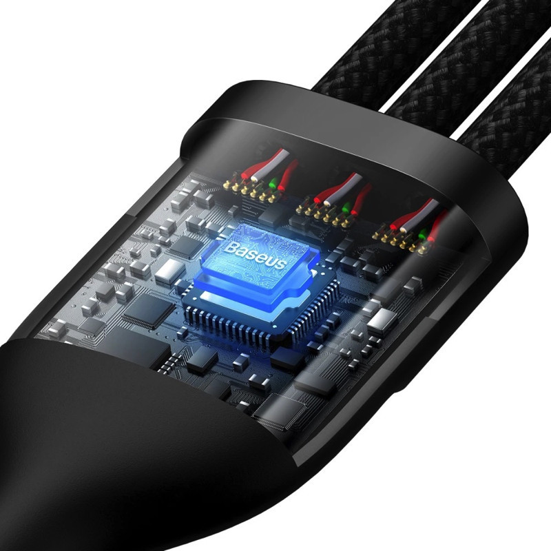 Кабель Baseus Flash Series Two-for-three Charging Cable U+C - M+L+C 100W 1.2m Black CASS030101 Одесса - изображение 5