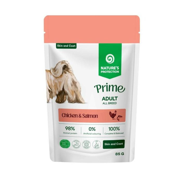 Nature's Protection Prime Skin and Coat Adult Dogs Chicken and Salmon Вологий корм для собак для догляду за шкірою та шерстю з куркою і лососем,  Киев - изображение 1