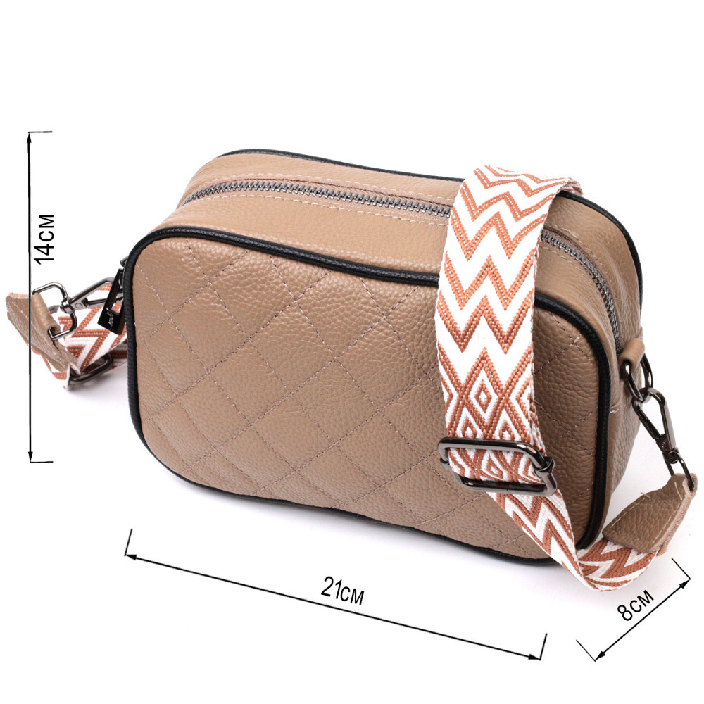 Кожаная женская сумка через плечо на одно отделение Vintage 22386 Бежевая Киев - изображение 3