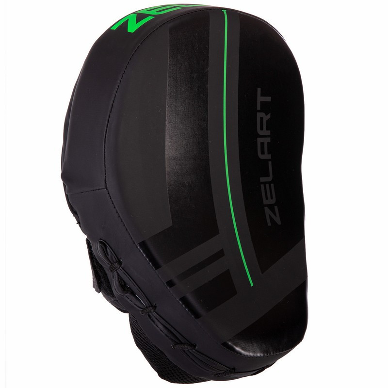 Лапа вигнута для боксу та єдиноборств ZELART VL-3093 розмір 24x18,5x5 см чорний-салатовий Київ - фото 2