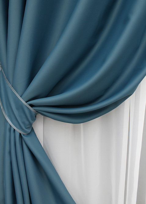 Комплект штор на люверсах VR-Textil Midnight № 1675ш 150х270 см 2 шт Синій (37-0200) Київ - фото 5