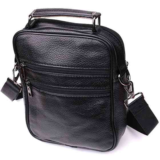 Стильная мужская сумка среднего размера через плечо из натуральной кожи Vintage sale_15039 Черный Киев