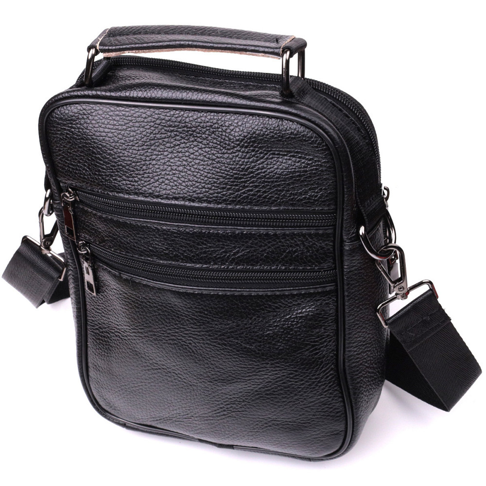 Стильная мужская сумка среднего размера через плечо из натуральной кожи Vintage sale_15039 Черный Киев - изображение 2