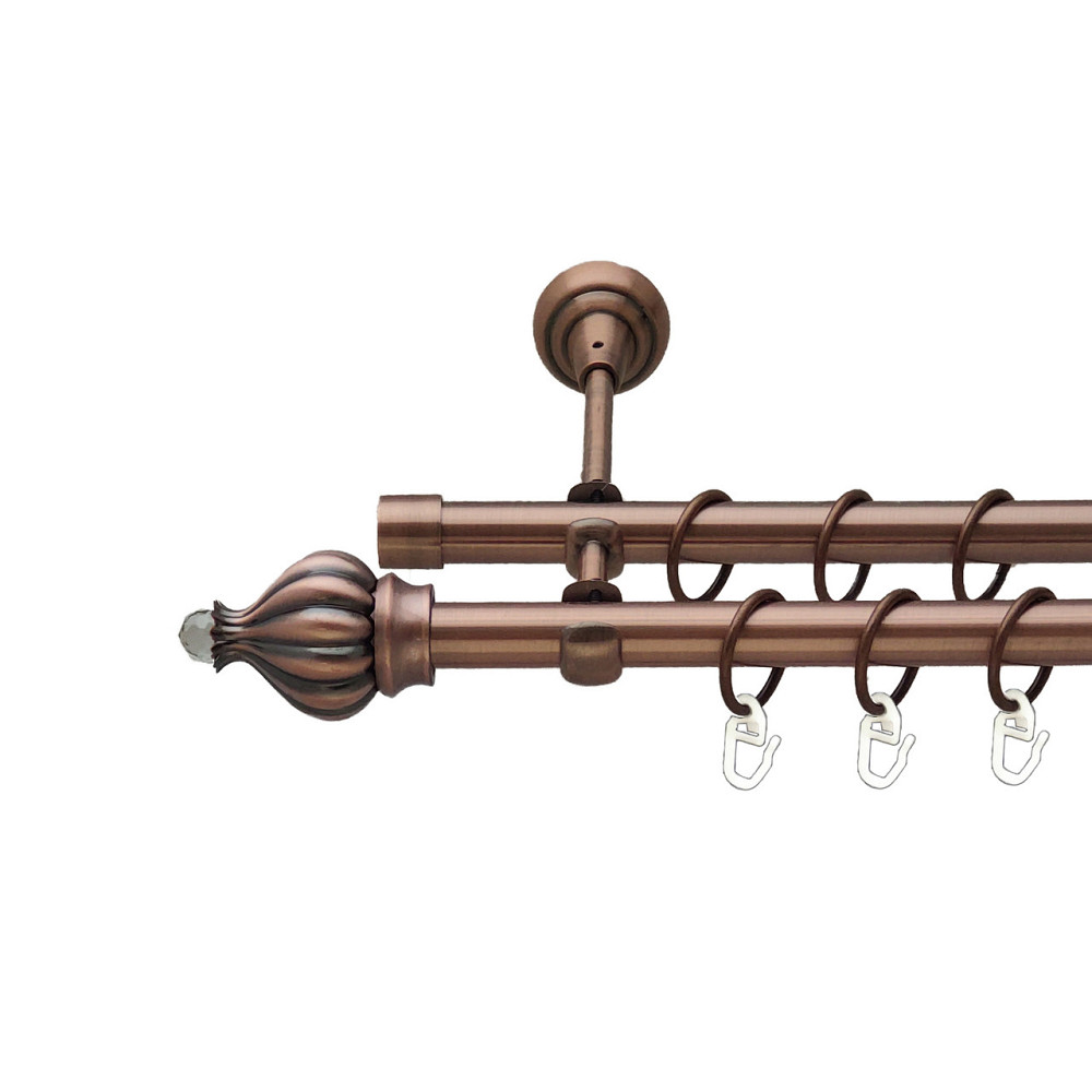 Карниз Orvit Таджа-Кристал металевий дворядний відкритий Мідь 19\19 мм 200 см (00-00012134) Львов - изображение 1