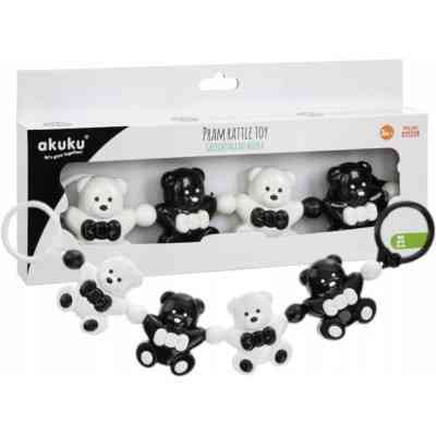 Іграшка на коляску Akuku брязкальце Ведмедик, чорно-білий (A0468) Вінниця