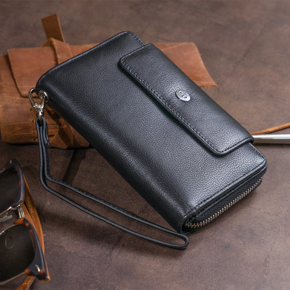 Кошелек из кожи на защелке ST Leather 19339 Черный Киев - изображение 2