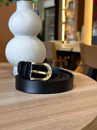 Шкіряний жіночий ремінь в чорному кольорі 6094 Київ