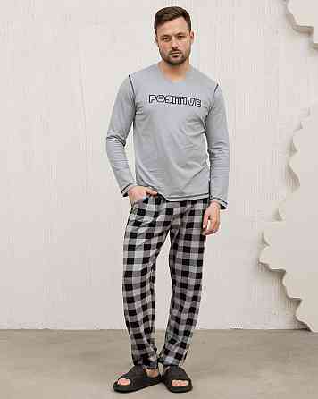 Мужская пижама серая клетка - Позитив - Family look Tom John 93487 L Киев