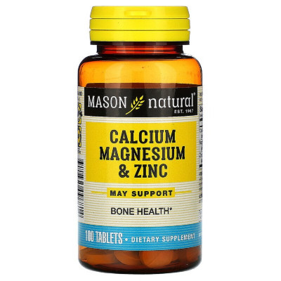 Минералы Mason Natural Кальций, магний и цинк, Calcium Magnesium & Zinc, 100 табле (MAV-09681) Винница - изображение 1