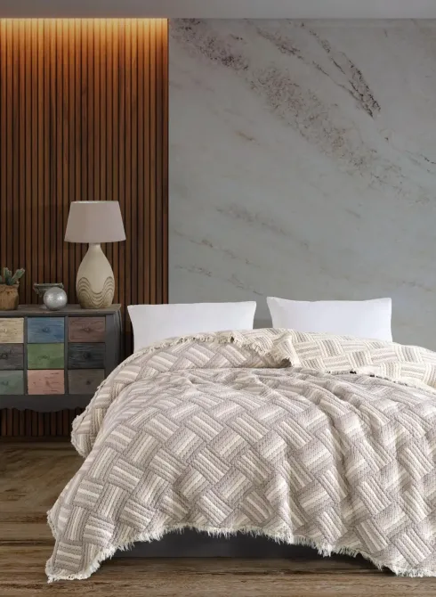 Муслиновое покрывало Mavi 230х250 см Бежевое Коломия - фото 1