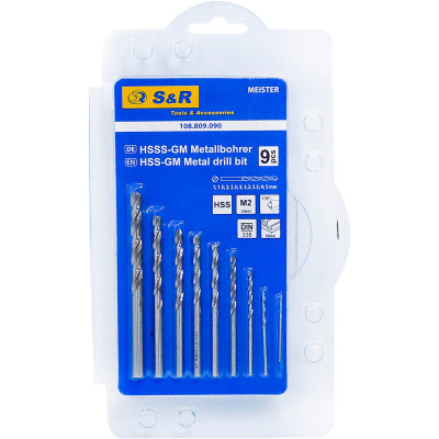 Набор сверл S&R по металлу MEISTER 9шт. 1.0-5.0 мм (108809090) Винница - изображение 1