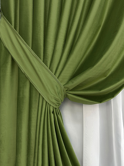 Комплект готових штор VR-Textil Оксамит (бархат) Зелений 150х290 см 2 шт (39-0133) Київ - фото 5