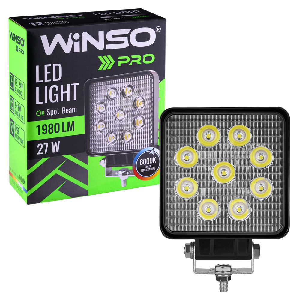 Фара светодиодная Winso Pro Epistar точечный 10-30V, 27W (9x3W), 1шт (780660) Львов - изображение 3