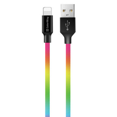 Дата кабель USB 2.0 AM to Lightning 1.0m multicolor ColorWay (CW-CBUL016-MC) Вінниця - фото 2