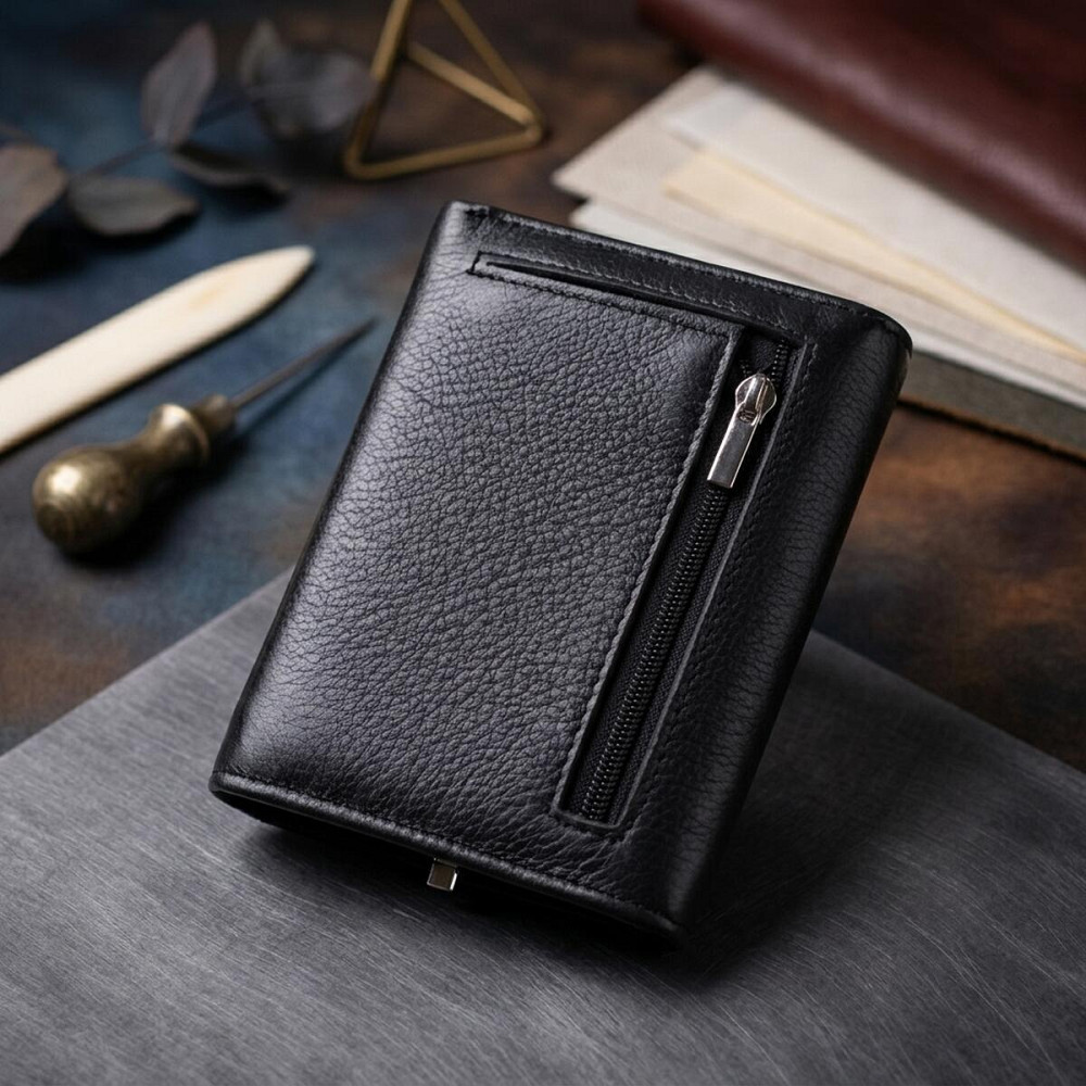 Симпатичний жіночий гаманець із монетницею з натуральної шкіри ST Leather 19481 Чорний Київ - фото 14