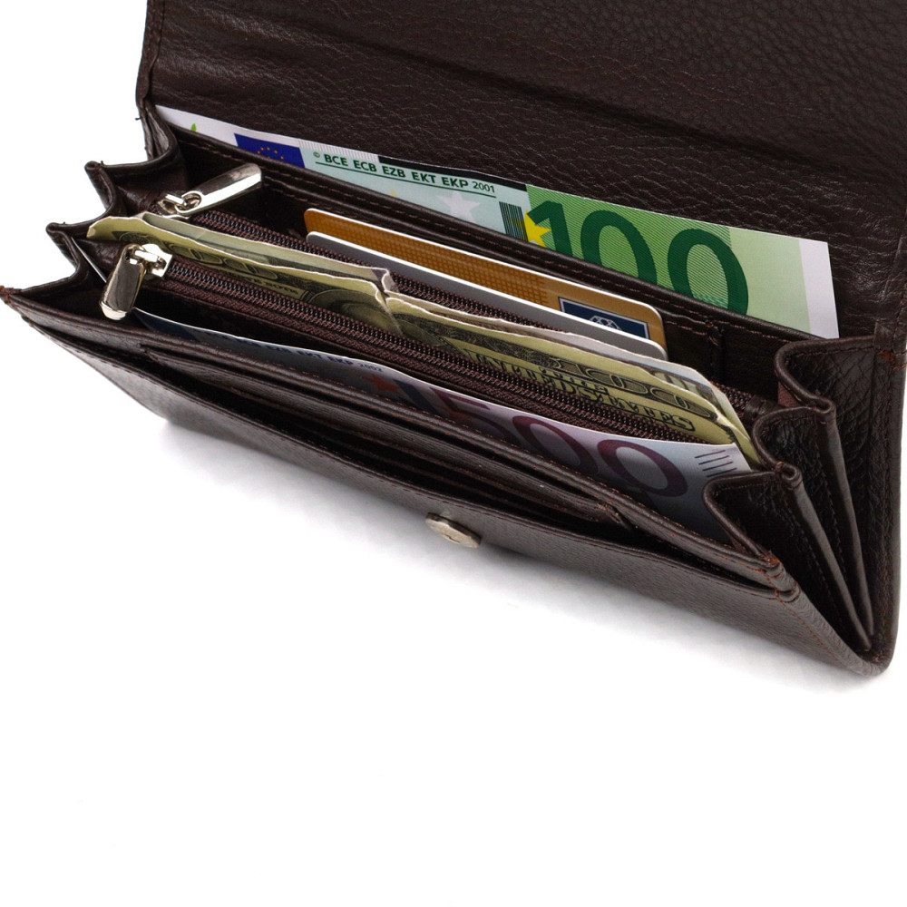 Жіночий гаманець зі зручним функціоналом шкіряний CANPELLINI 21723 Коричневий Київ - фото 7