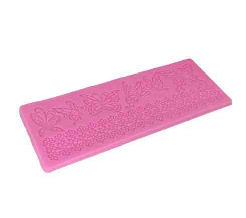 Молд силиконовый Бабочки и кружево 190 на 70 мм розовый Киев