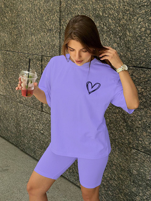 Футболка и велосипедки женские кулир Сиреневый XL/2XL Харьков - изображение 6