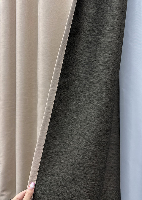 Комплект готовых штор VR-Textil Блэкаут двусторонний Eclipsе № 1794ш Кремовый 100х270 см 2 шт (31-836) Киев - изображение 8