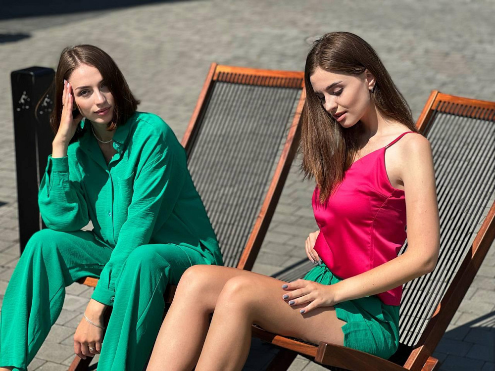 Костюм-трійка жіночий літній креп-жатка Зелений M-L Харків - фото 5