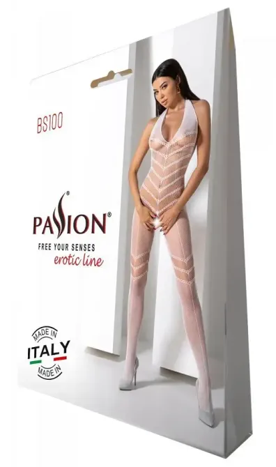 Бодістокінг з плетінням на животику Passion BS100 One Size, white, декоративний шов, з доступом Львов - изображение 6