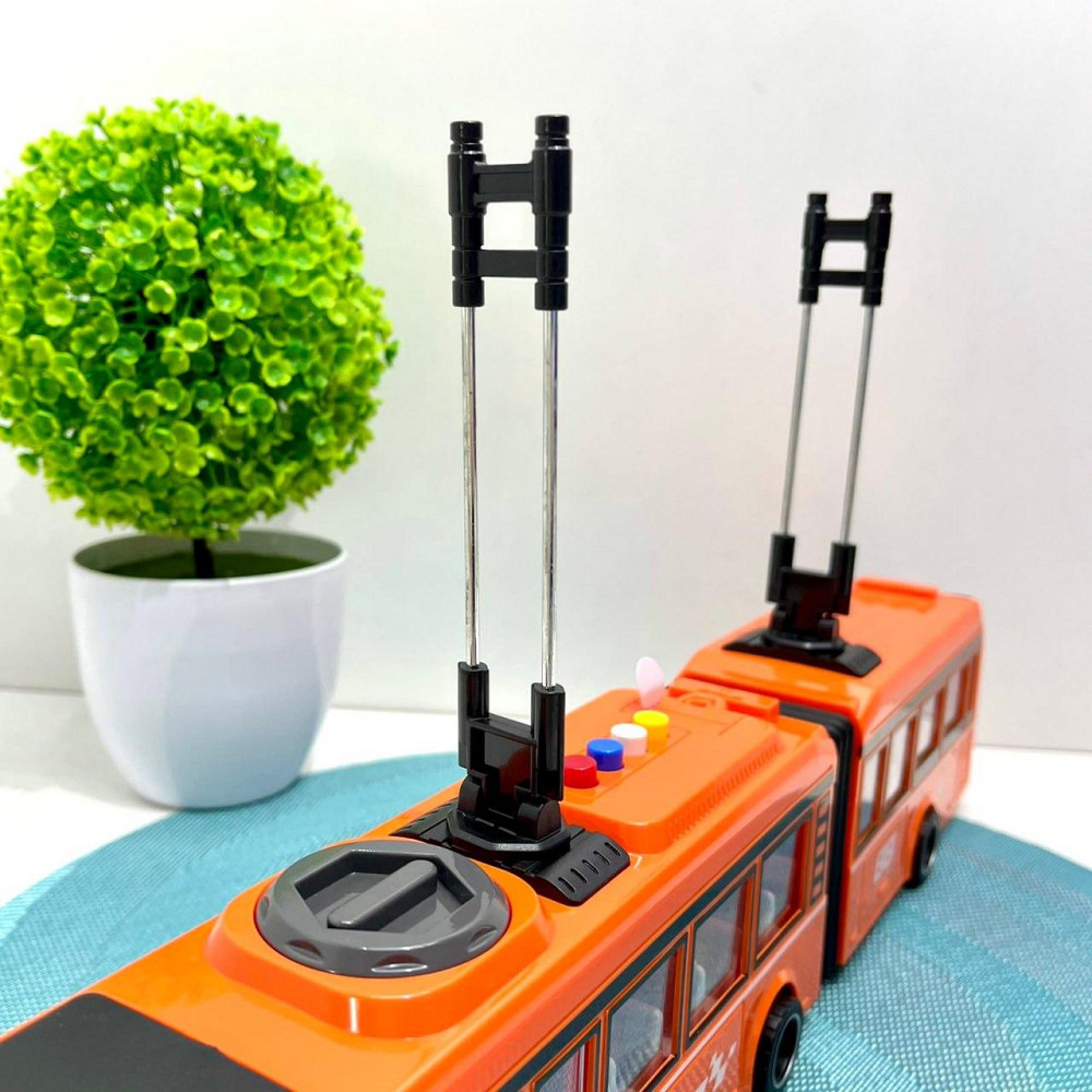 Тролейбус з інерцією підсвічуванням і звуком відчиняються двері Помаранчевий (JS163BC) Чернігів - фото 7