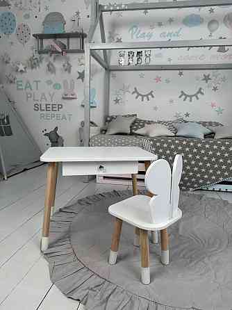 Детский столик и стульчик бабочка белый. Столик с ящиком для карандашей и разукрашек 79850 Киев