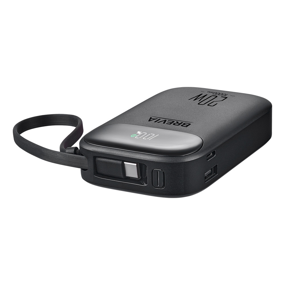 Повербанк (Power Bank) Brevia ePower 10000mAh PD20W CompactMini LCD черный + кабель Львов - изображение 2