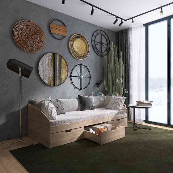 Ліжко односпальне з ящиками Еверест Комфорт 3 193х84х59 см Дуб сонома (DTM-5727) Дніпро