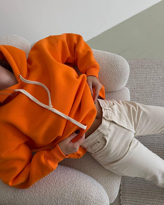 Женская стильная оверсайх худи турецкая трехнить на флисе ПЕНЬЕ Одесса - изображение 8