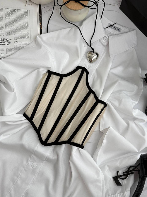 Стильный женский корсет из сетки. Бежевый, L/XL Одесса - изображение 1