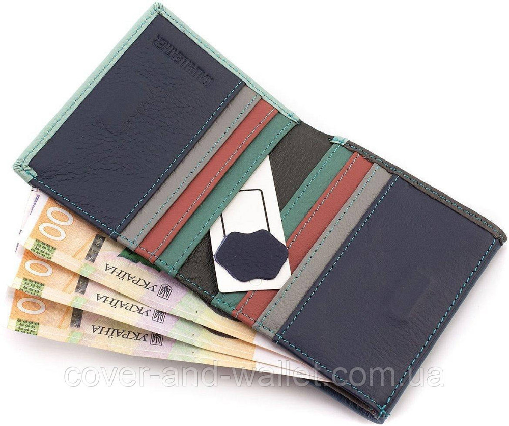 Бирюзовый женский кошелек маленького размера на магнитах из натуральной кожи ST Leather Киев - изображение 7