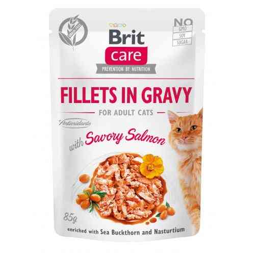 Корм вологий Brit Care Fillets in Gravy Savory Salmon д/котів філе в соусі з пікантним лососем 85 г Київ