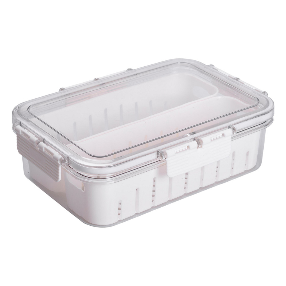 Yiwu Контейнер для їжі з 2 відсіками 23.5х17х7 см судок для їжі пластиковий 1.4 л Білий HP-27-1 Киев - изображение 1