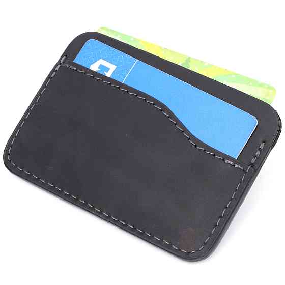 Горизонтальний картхолдер з утримувачем для Apple AirTag з натуральної шкіри GRANDE PELLE 11611 Чорний Київ