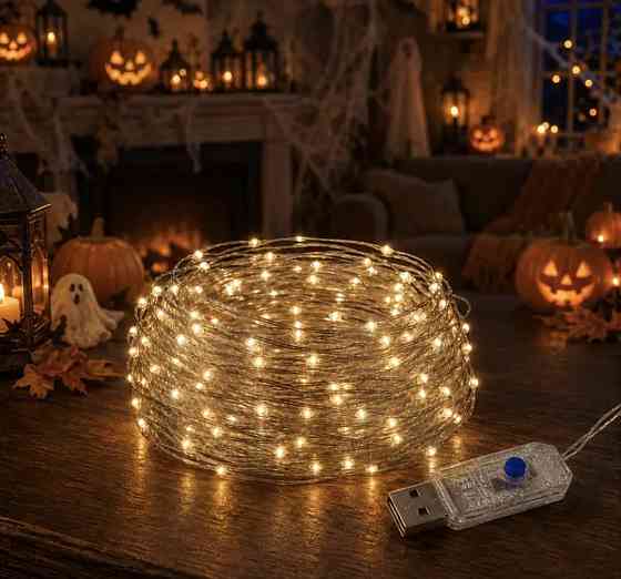 Гірлянда Роса 20 м 200 led з usb  Теплий білий Смела