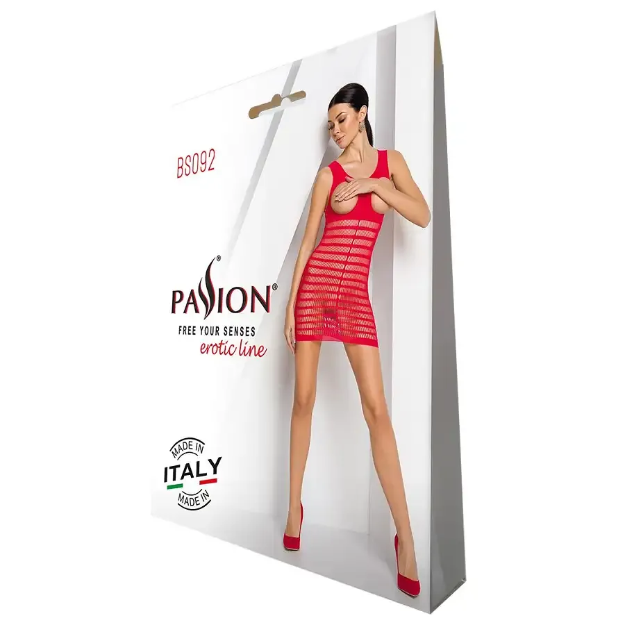 Бодістокінг-сукня з відкритими грудями Passion BS092 red Львів - фото 4
