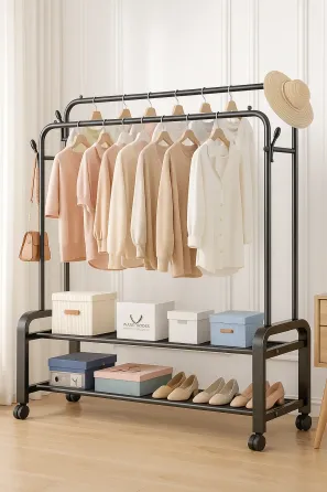 Стойка-вешалка для одежды и обуви двойная Multipurpose Hanger 96х44х162см Коломия