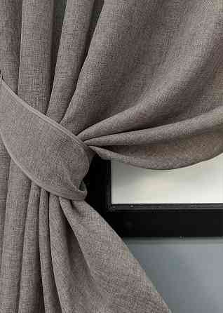 Комплект коротких штор VR-Textil Лен Мешковина № 1769ш Серый 130х170см 2 шт (35-0364) Киев