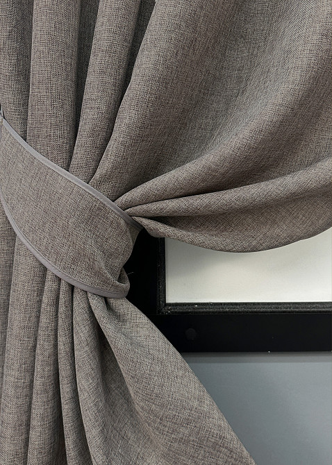 Комплект коротких штор VR-Textil Лен Мешковина № 1769ш Серый 130х170см 2 шт (35-0364) Киев - изображение 3