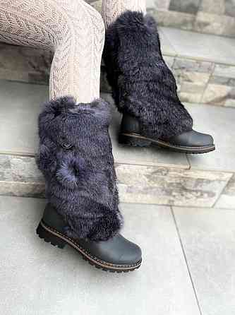 TopS Унти жіночі TopS сірі натуральна шкіра з хутром висота 26см обхват 32-33см 38р. (АР-65) Коломыя