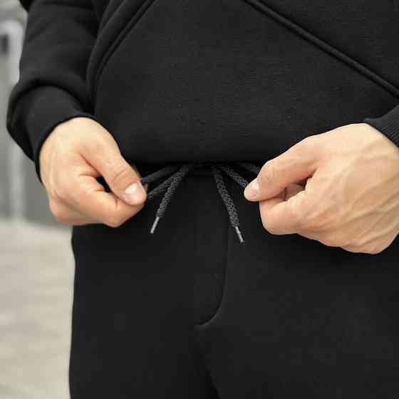 Чорний чоловічий спортивний костюм осінь/зима з капюшоном Pobedov Space Київ