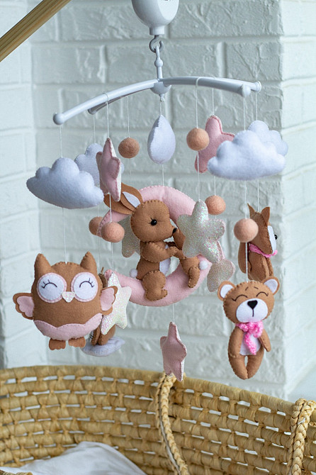 Дитячий музичний мобіль на ліжечко для немовлят WooolyWool «Ніжність» для дівчинки з 35 мелодіями Київ - фото 9