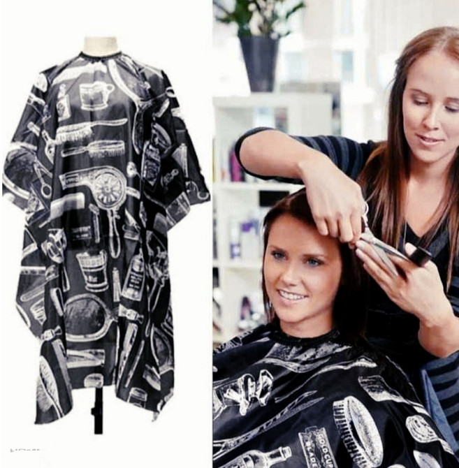 Парикмахерская накидка для стрижки и покраски 110 на 140 см черный Киев - изображение 1