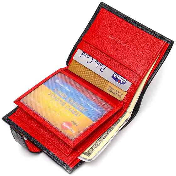 Стильный мужской бумажник в комбинации двух цветов из натуральной зернистой кожи CANPELLINI 21728 Черный Киев