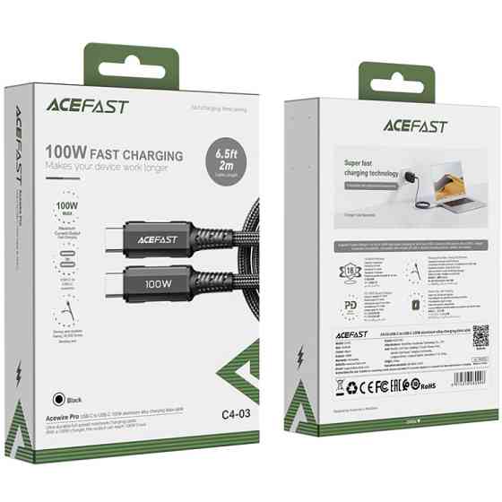 Кабель USB 2.0 Type-C M-M, 2 м, 100W C4-03 Acefast Вінниця