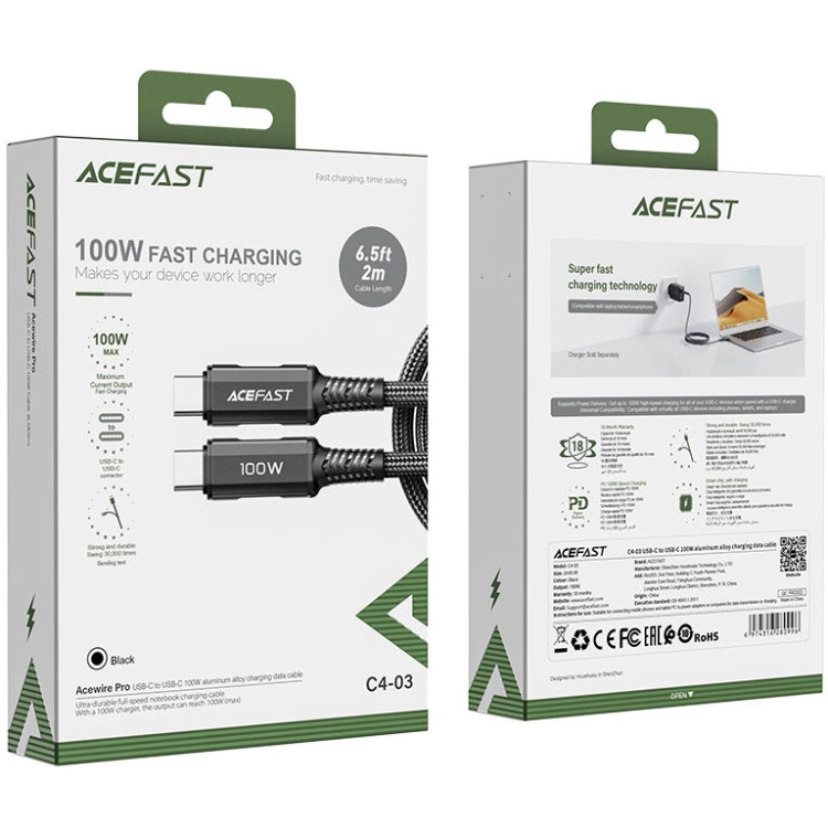 Кабель USB 2.0 Type-C M-M, 2 м, 100W C4-03 Acefast Вінниця - фото 4