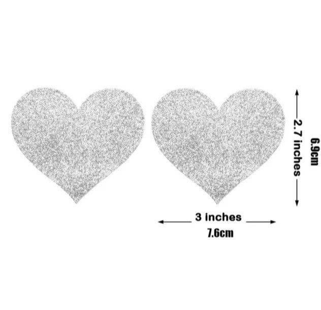 Стикини на грудь Сердечка 8 см серебристый Киев - изображение 1