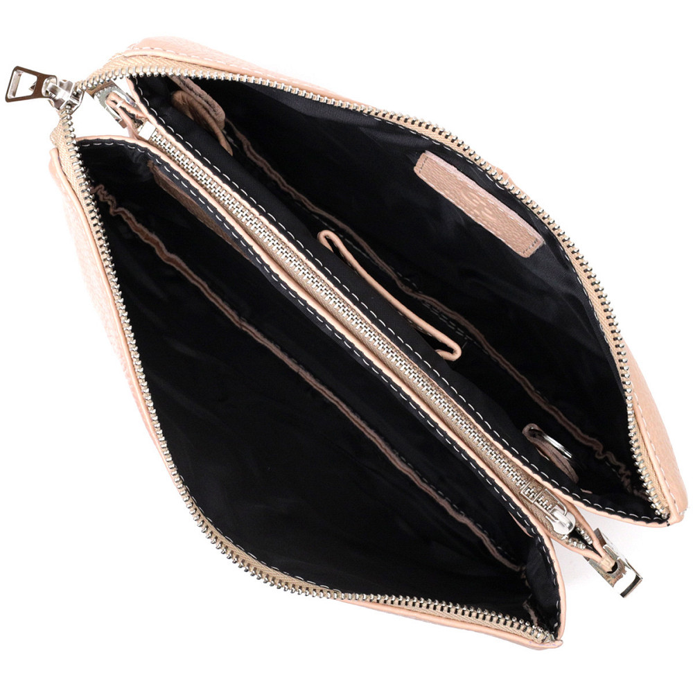 Очаровательный женский клатч из натуральной зернистой кожи GRANDE PELLE 11698 Пудровый Киев - изображение 6