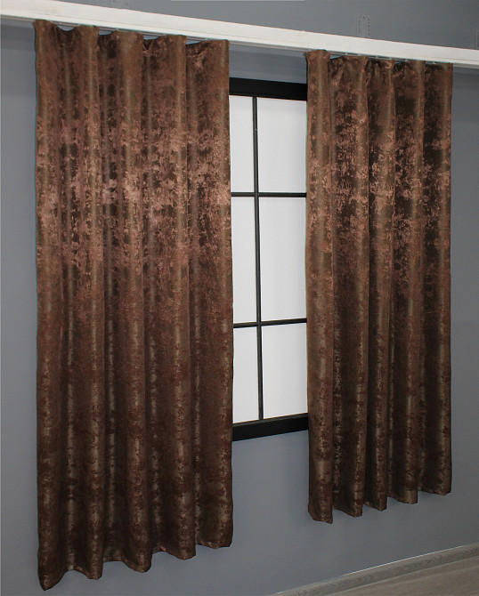 Комплект коротких штор VR-Textil Жаккард Sultan YL № 1202ш Шоколадный 130х170 см 2 шт (35-0078) Киев - изображение 4